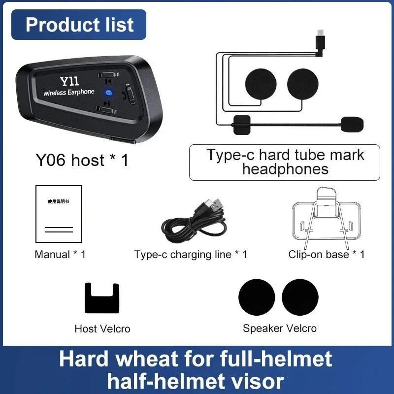 Y11 Motorcycle Helmet Bluetooth 5.3 Headset Waterproof Moto Headphone Wireless Handsfree Call Music Player Helmet Earphone