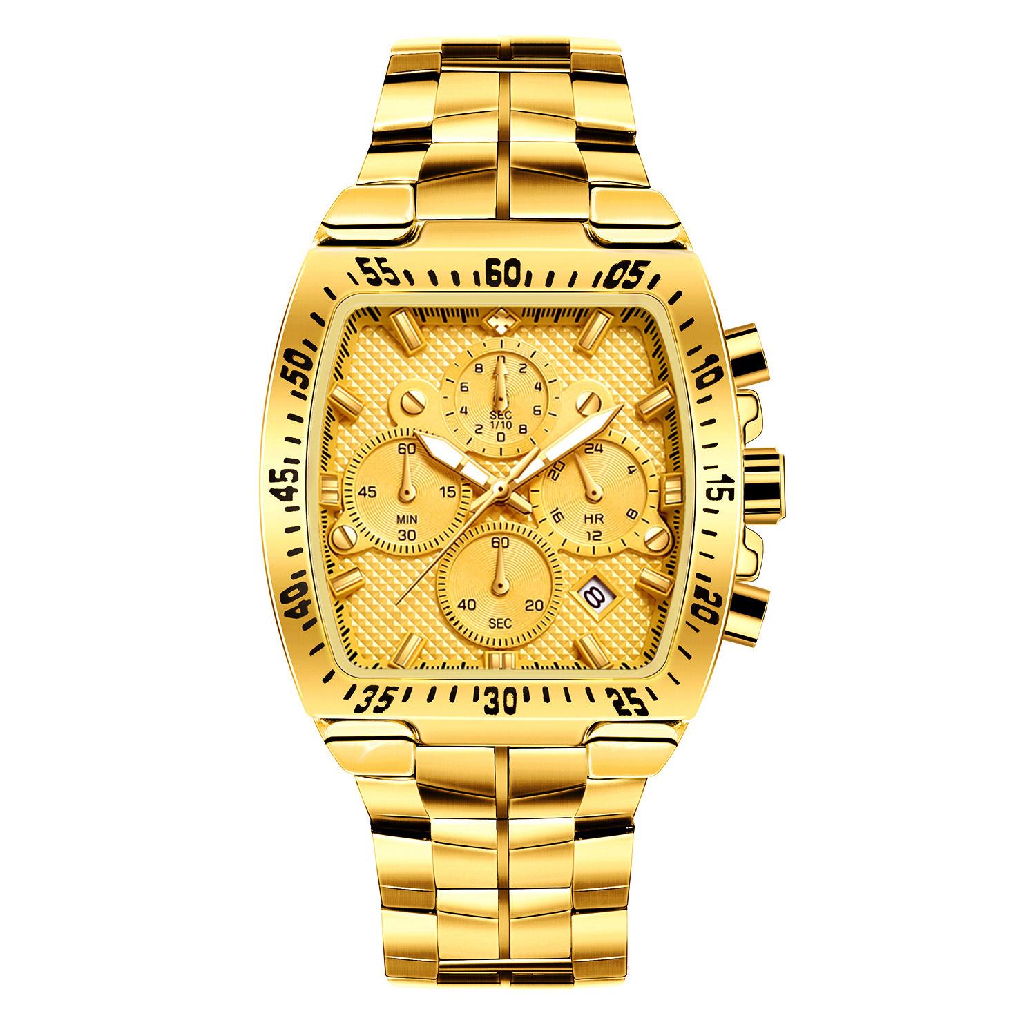 

Водонепроникний чоловічий повсякденний кварцовий годинник із семиконтактним сталевим ремінцем Модний годинник зі сталевим ремінцем