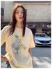 Plus Size Funny Plant Print T-Shirt: Women's Spring/Summer Loose Fit Pure Cotton Round Neck, Short Sleeve, 300 Jin