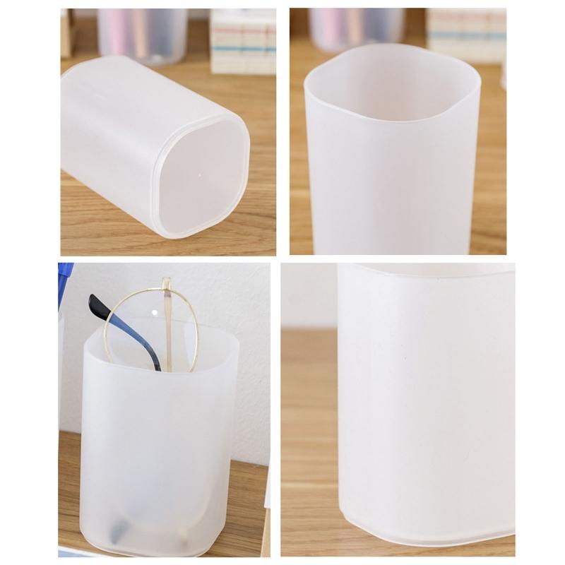 Multifunctional Transparent Desktop Cosmetic Box Pen Display Cup Makeup Brush Holder for Students Teacher
