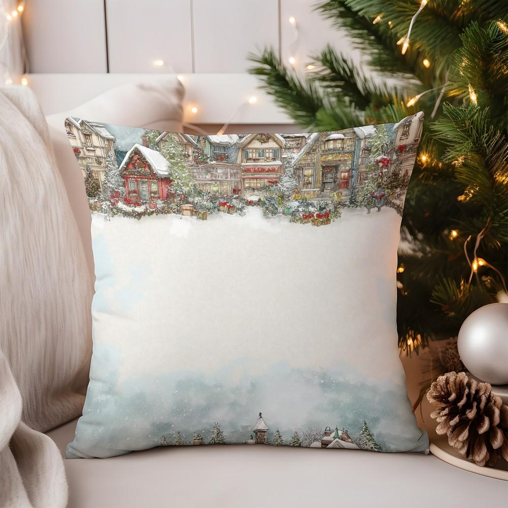 Home Decor Christmas Angel and Tree Decorative Pillow Pattern Cushion Cover Suitable for Sofa Bedroom Car Pillow Cover