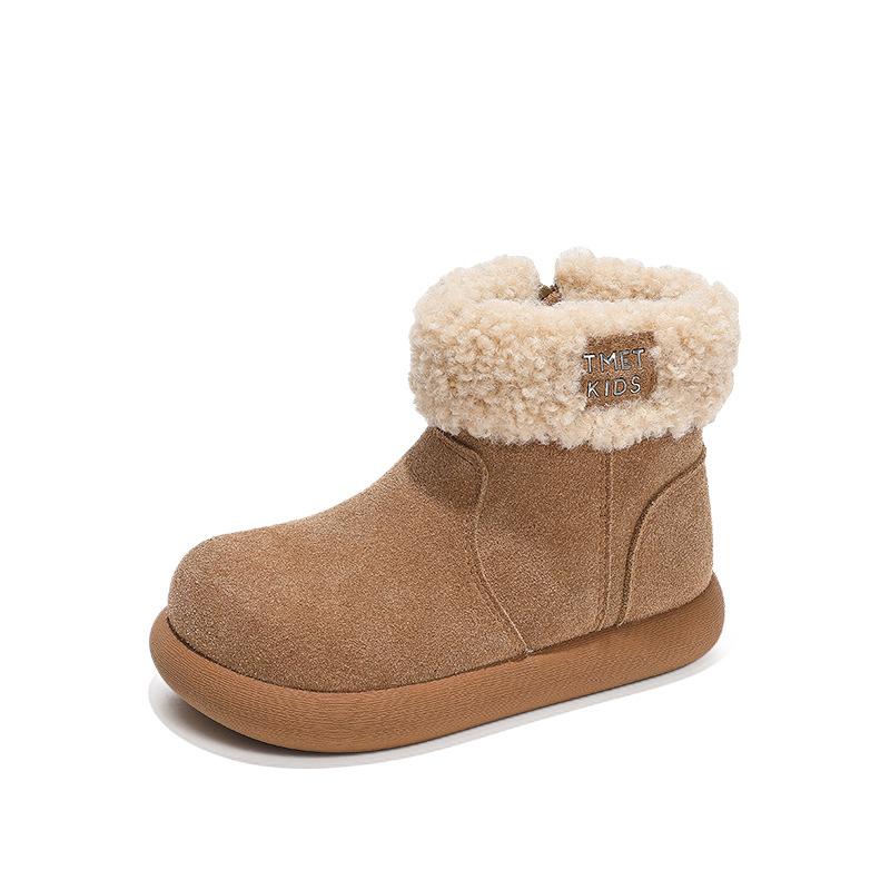 Children's snow boots 2025 winter new girls' cotton shoes piled thickened lamb wool short boots outdoor non-slip boots