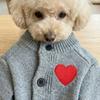 Heart Print Pet Cardigan Romantic Pet Knitted Coat Comfortable Spring Cat Clothes  Outdoor Walking