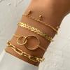 3PCS Fashion Thick Chain Link Bracelets for Women Vintage Snake Chain Gold Color Silver Color Bangles Bracelets Set Punk Jewelry