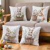 Decorative Polyester Cushion Covers Printed With Easter Bunny And Flower Patterns Are Suitable For Sofa And Home Dcor