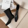British-Style Ankle Boots - Autumn 2024 Cowhide Square Toe, Low Heel, Slim European-American Workwear