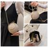 Luxury Circular Evening Bag Gold Bright Silk Rhinestone Decorative Chain Shoulder Bags Handbags Wedding Party