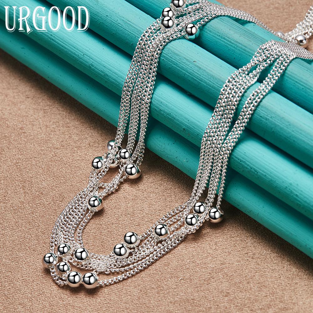 925 Sterling Silver Smooth Grape Beads Necklace Fashion Jewelry