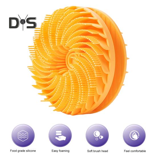 Silicone Shower Brush Scalp Massager Double-Sided Body Scrubber with Handle Hygienic 2-in-1 Body Scrub Bath Brush