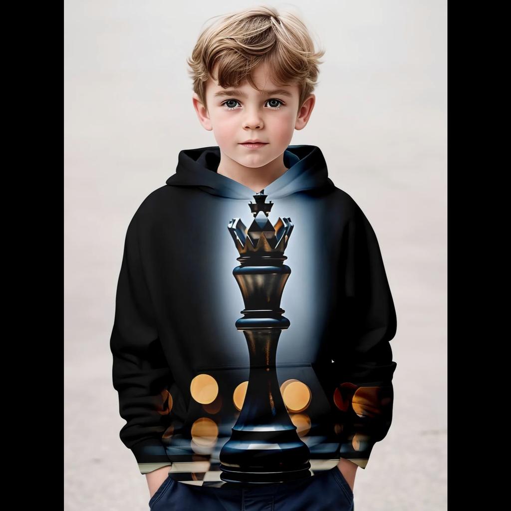 Ubrania dla dzieci Chłopięce bluzy z kapturem z długim rękawem Modny nadruk w szachownicę Odzież dziewczęca Ubrania dziecięce Wiosna Jesień Odzież dziecięca Pulower