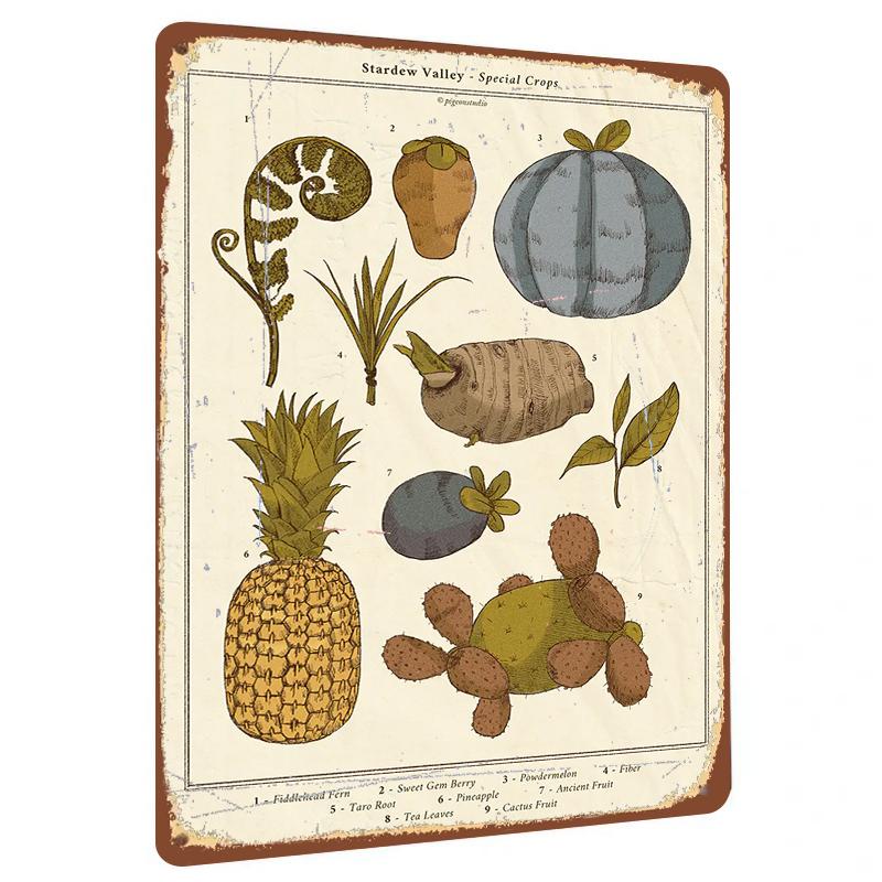 

Stardew Valley Special Crops Vintage Illustration Metal Tin Sign Game Peripheral Wall Art Decor 20x30cm（7.8x11.8inch）