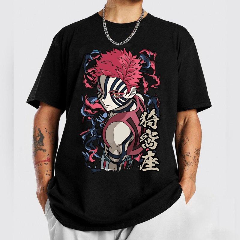 Anime Demon Slayer Rengoku Kyojuro T Shirt Summer Cotton Unisex Women Streetwear Casual Trendy Short Sleeve Hip Hop Oversized Tops