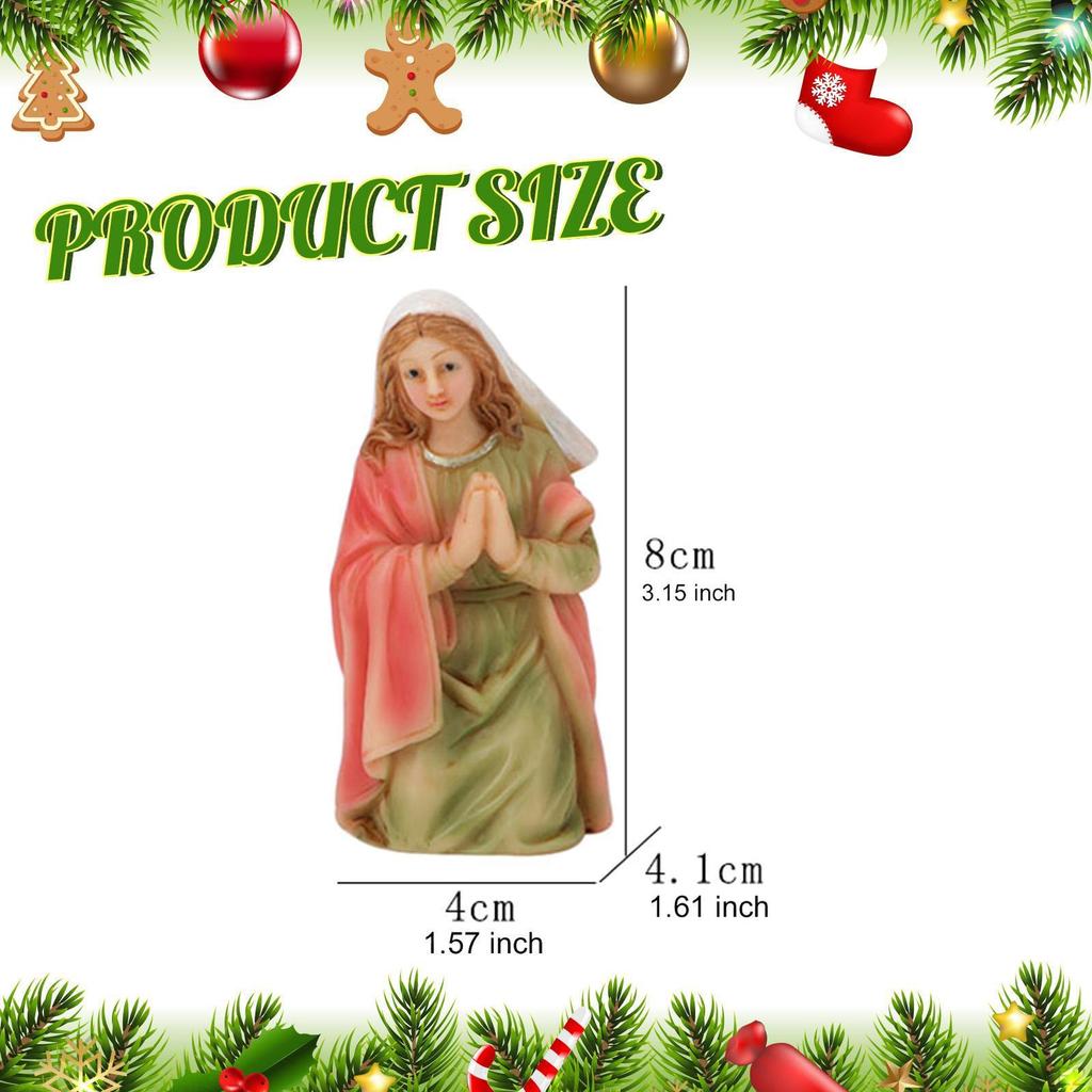 Miniature Christmas Nativity Scene Figurine Set,Small Resin Jesus Religious Gift Collectible