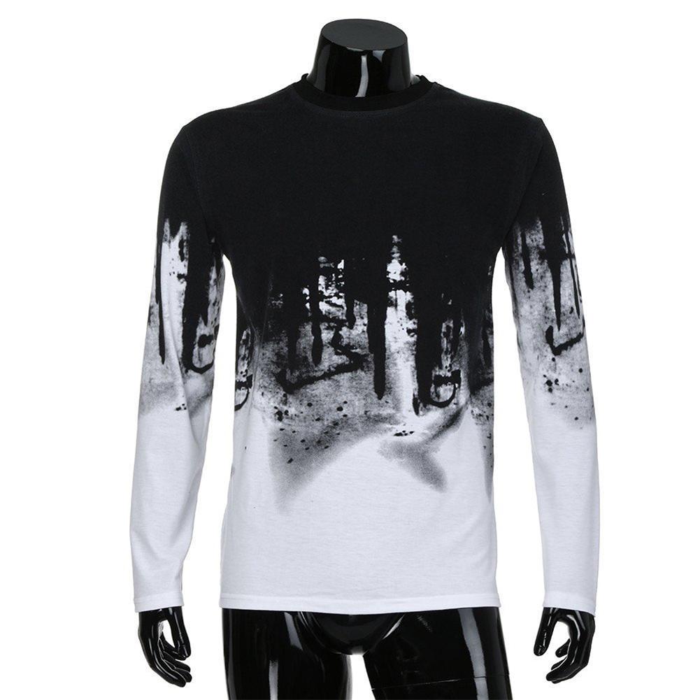 Men Long Sleeve T Shirt Printed Loose O-Neck Cotton Streetwear Tee Tops #8Y Men Long Sleeve T Shirt Printed Loose O-Neck Cotton Streetwear Tee Tops #8Y