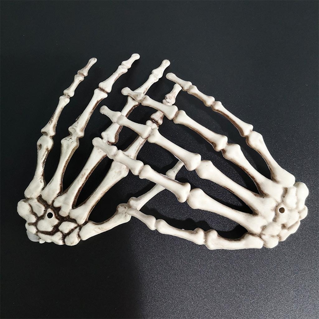 1 Pair Halloween Skeleton Hands Plastic Hand Skull Claw Skeleton Model Scary Bone Hands for Halloween Decoration Horror