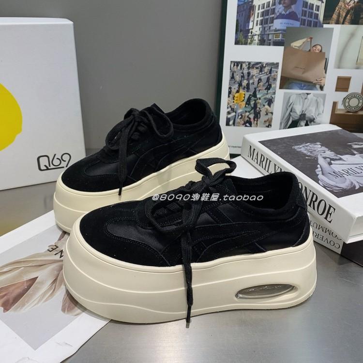 Spring and summer muffin bottom versatile breathable sardine cloth heightened thick-soled German training women's shoes ultra-light