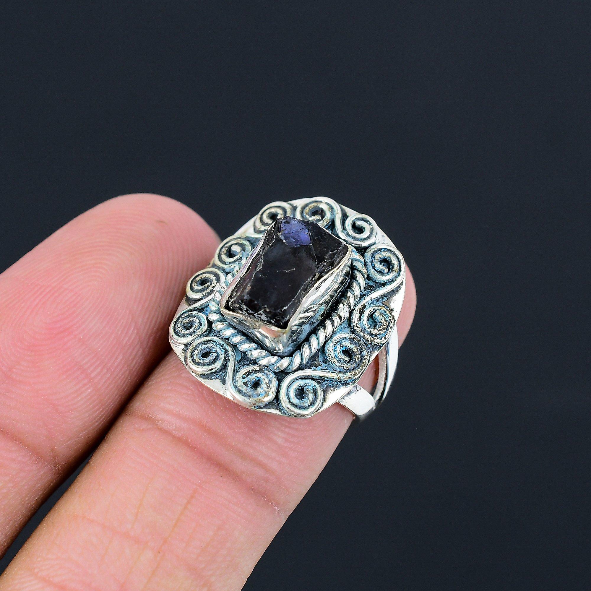 Birthday Gift For Her Natural Tanzanite Rough Statement Ring Size 7 925 Silver 7