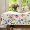 Summer Watercolor Floral Pattern Rectangle Tablecloth Wedding Party Decor Washable Flowers Printed Table Cloths Home Decorations