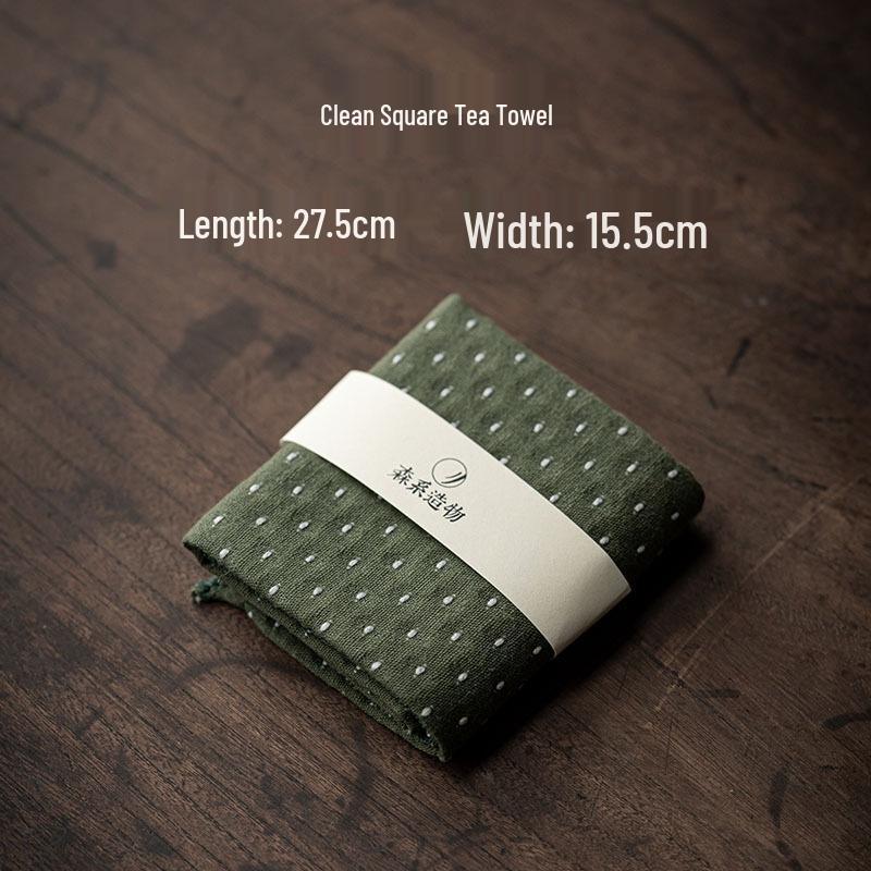 Japanese Minimalist Cotton-Linen Tea Towel - Absorbent, Eco-Friendly Dishcloth, Mori Style Tea Ceremony Accessory.