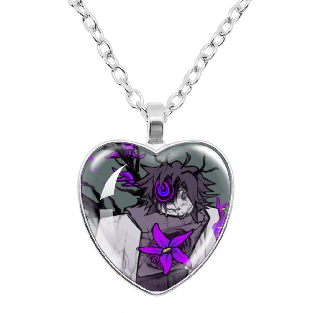Game Forsaken Azure Anime Azure x Two Time Fanart Funny MeMe Glass Heart Shape Pendant Necklace Jewelry Charm Collect Gift