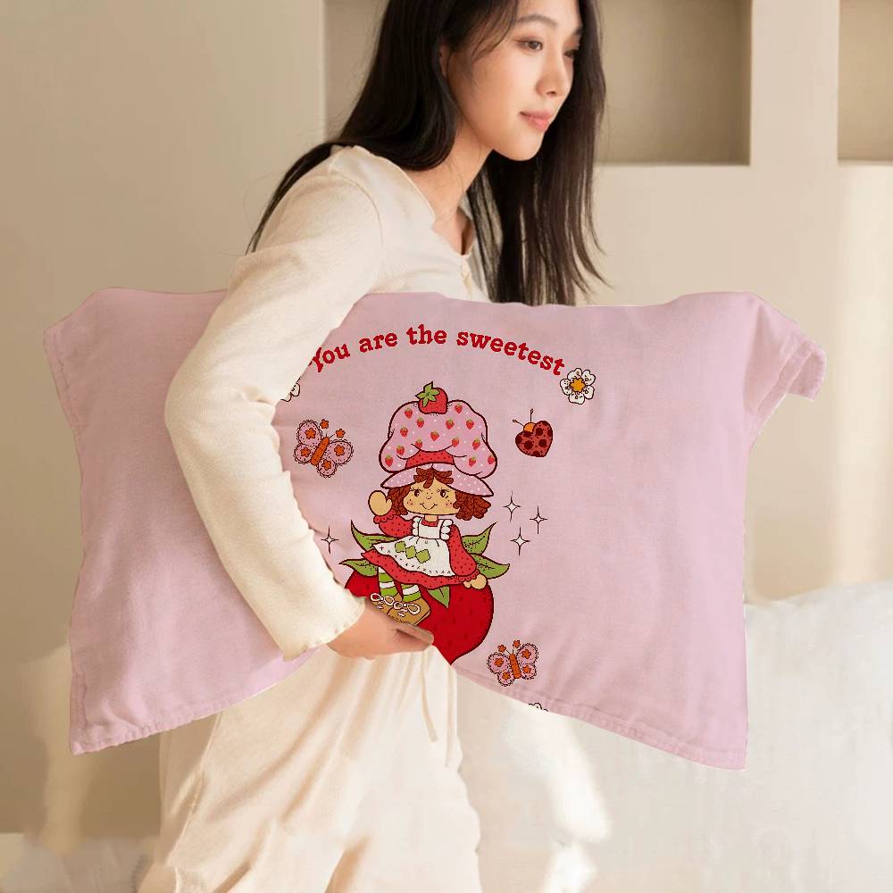 Classic Animation S-Strawberry S-Shortcake Pillow Towel Pillowcase For Hair And Skin, Standard Size Set Of Super Soft Pillow