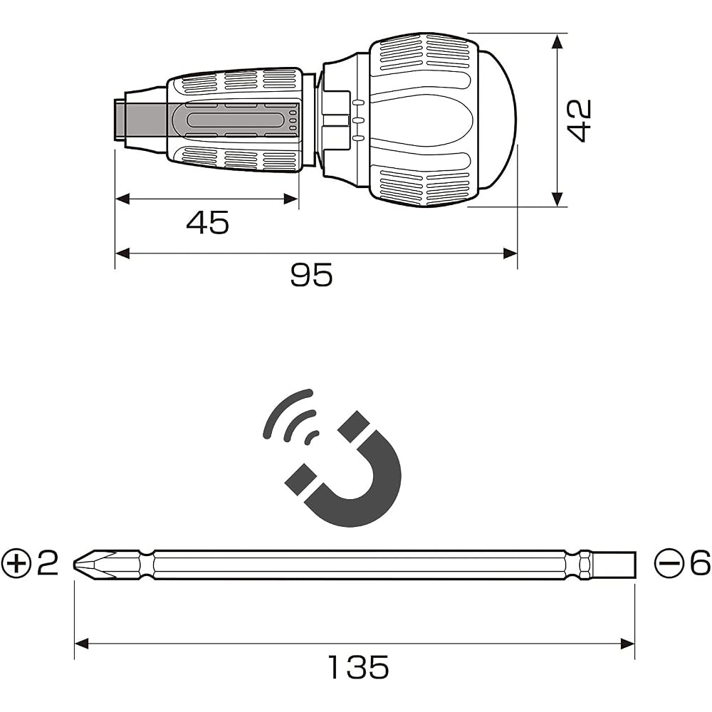 Anex Ratchet Screwdriver Quick Change Ball 72 No.397-D Left Right Lock Easy Operation Plus Minus Electric Tool