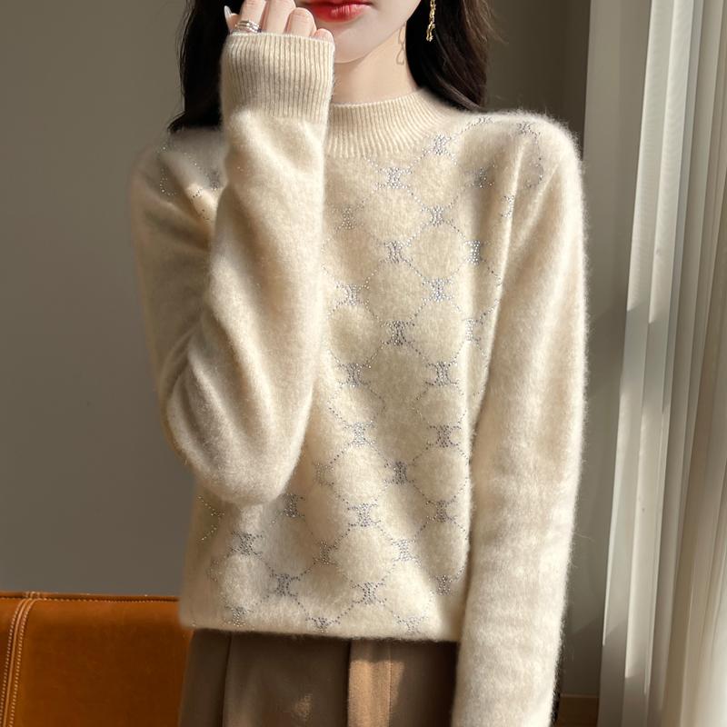 Women's Cashmere Sweater Qinghe Cashmere 30% Cashmere 70% Wool Autumn and Winter Pullover Warm and Fashionable