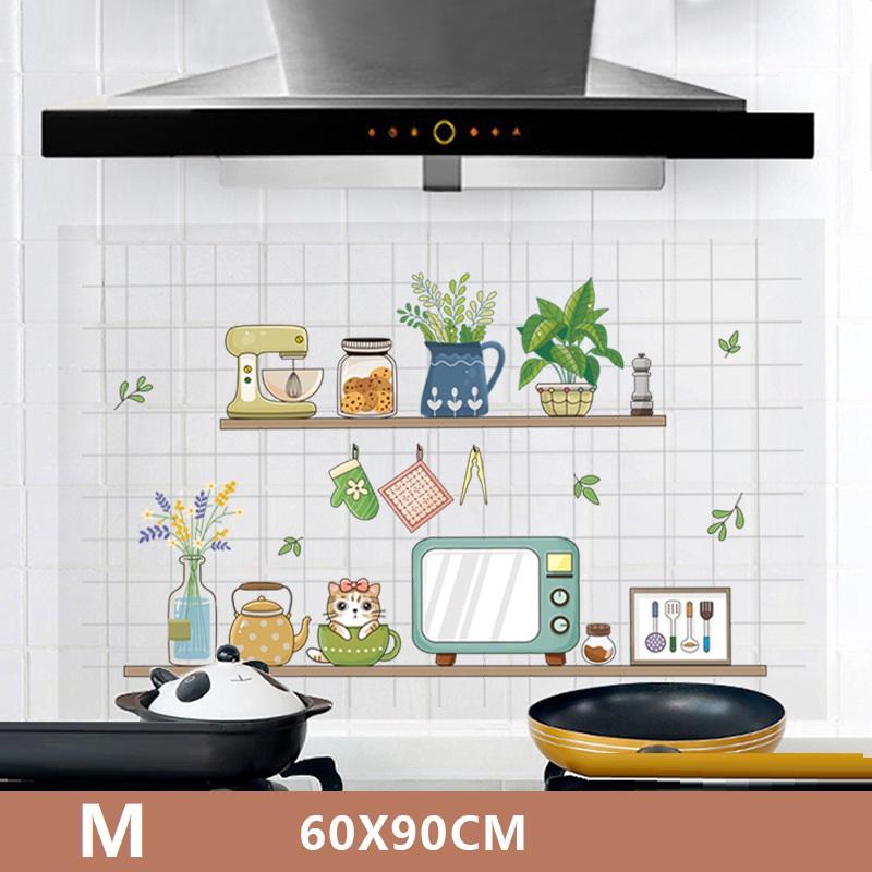 Kitchen Self Adhesive Oil-Proof Wall Stickers High-Temperature And Oil Smoke Resistant Tiles Sticker Proof Waterproof Wallpaper