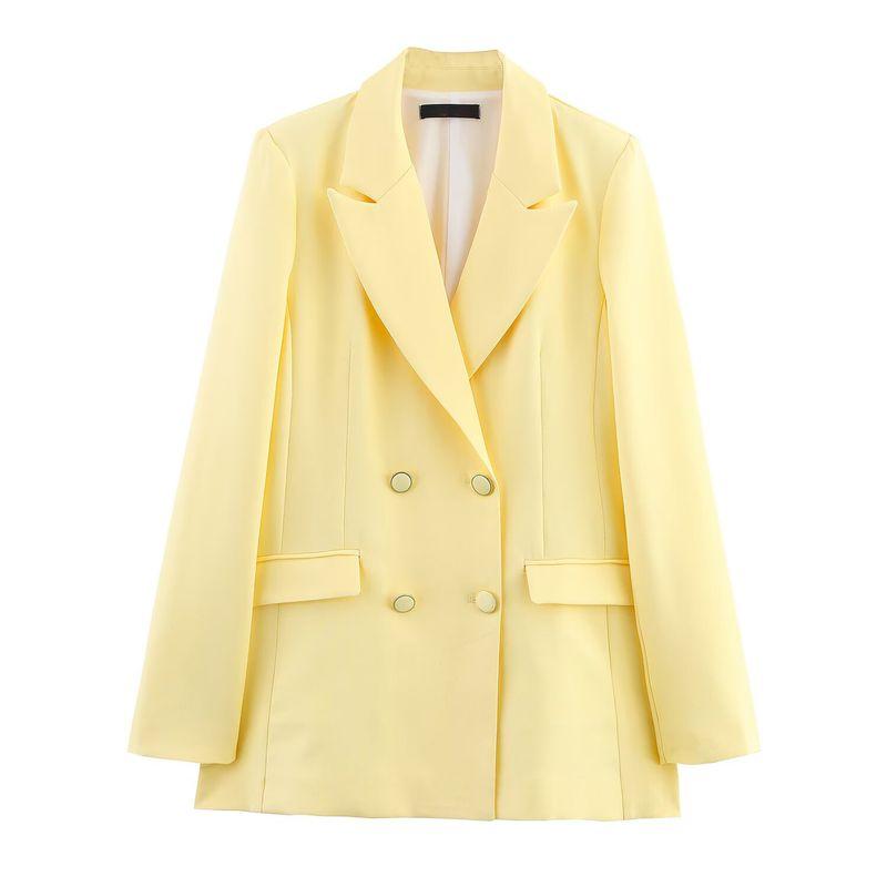 Lapel Long Sleeves with Padded Shoulder Double Breasted Suit Outwear 2205597 High Waist Ankle Pants 2199597