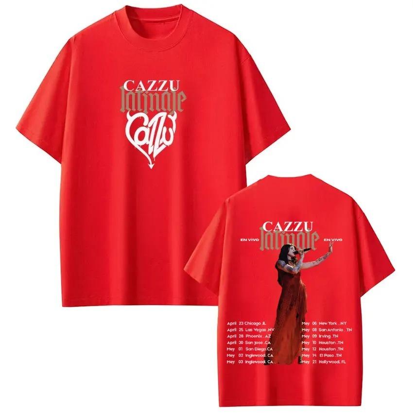 Unisex Women Fashion Tshirts Singer Cazzu Latinaje Tour 2026 Graphic Tees Shortsleeved Cotton Aesthetics Tshirts Streetwear Tops