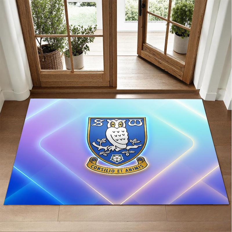 Sheffield Wednesday Football Design Crystal Velvet Rug Soft Decorative Mat for Bedroom Entrance