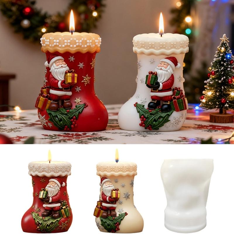 Christmas Stocking Silicone Candle Mold Food Grade Silicone Mould Baking Tool For Epoxy Resin Candle Soap Chocolate