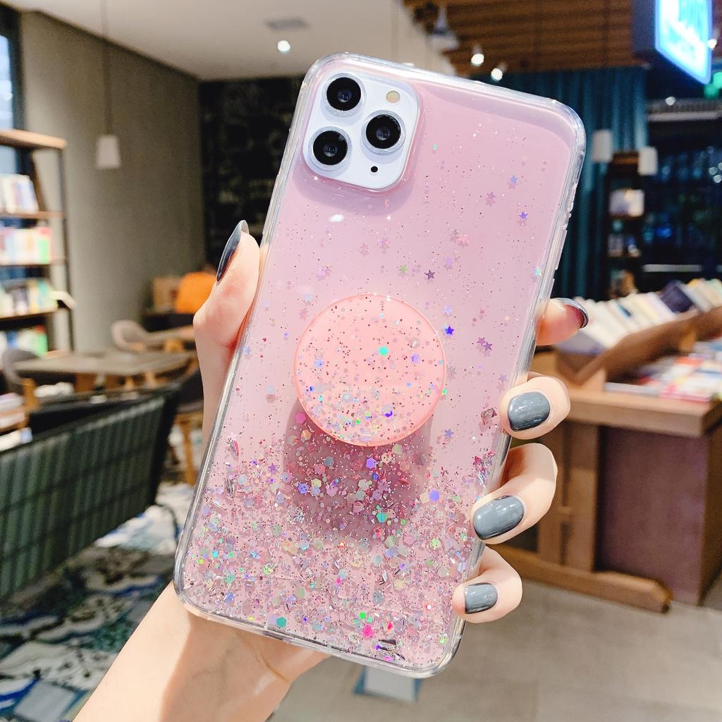 Star glitter Epoxy is suitable for Apple 13 mobile phone pro max iPhone12 mobile phone case 14-color female bracket.