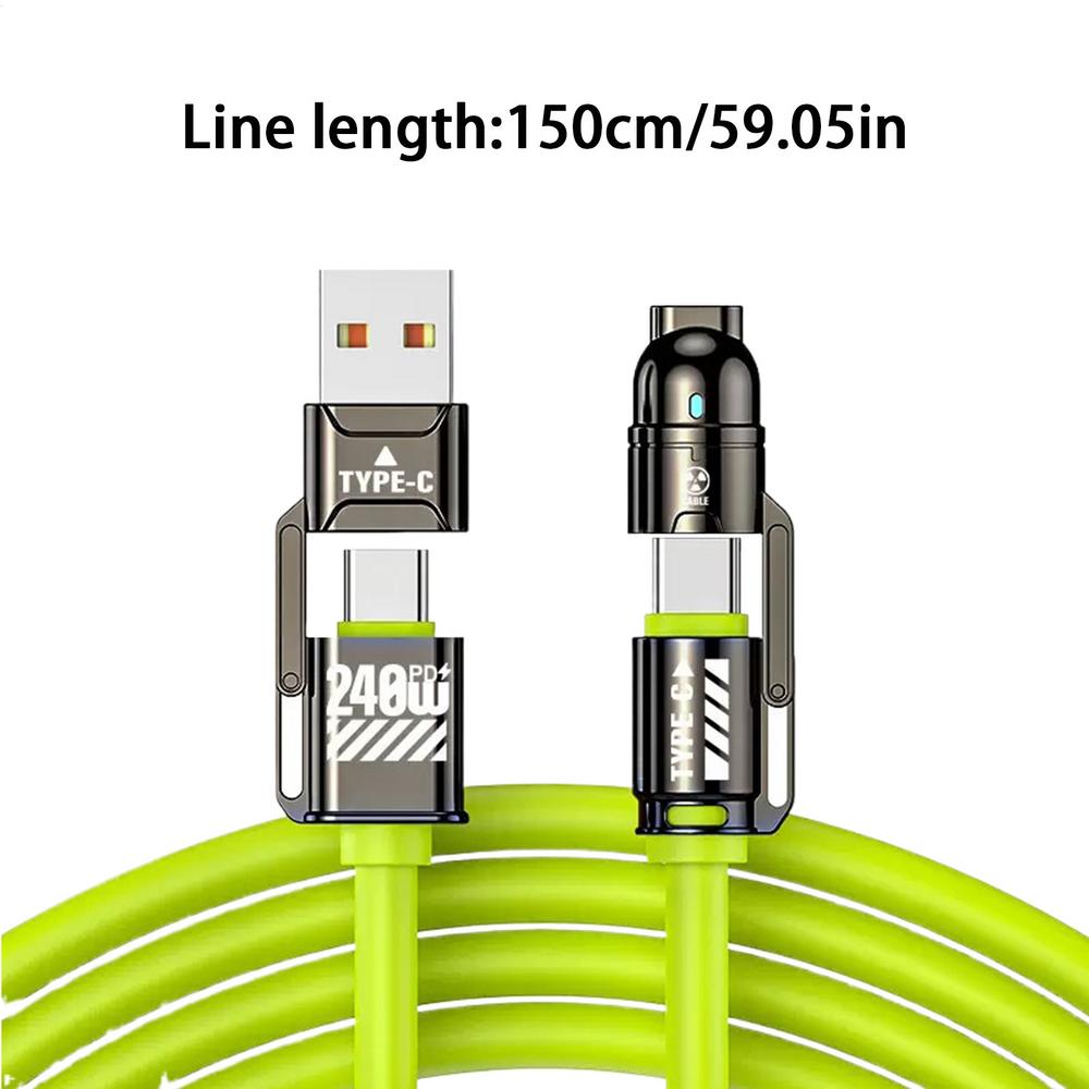

4 In 1 Charging Cable 240W Overload Prevention Phone Accessories Fast Charging Charger Cord for Laptop Cellphone Smartphone зелений
