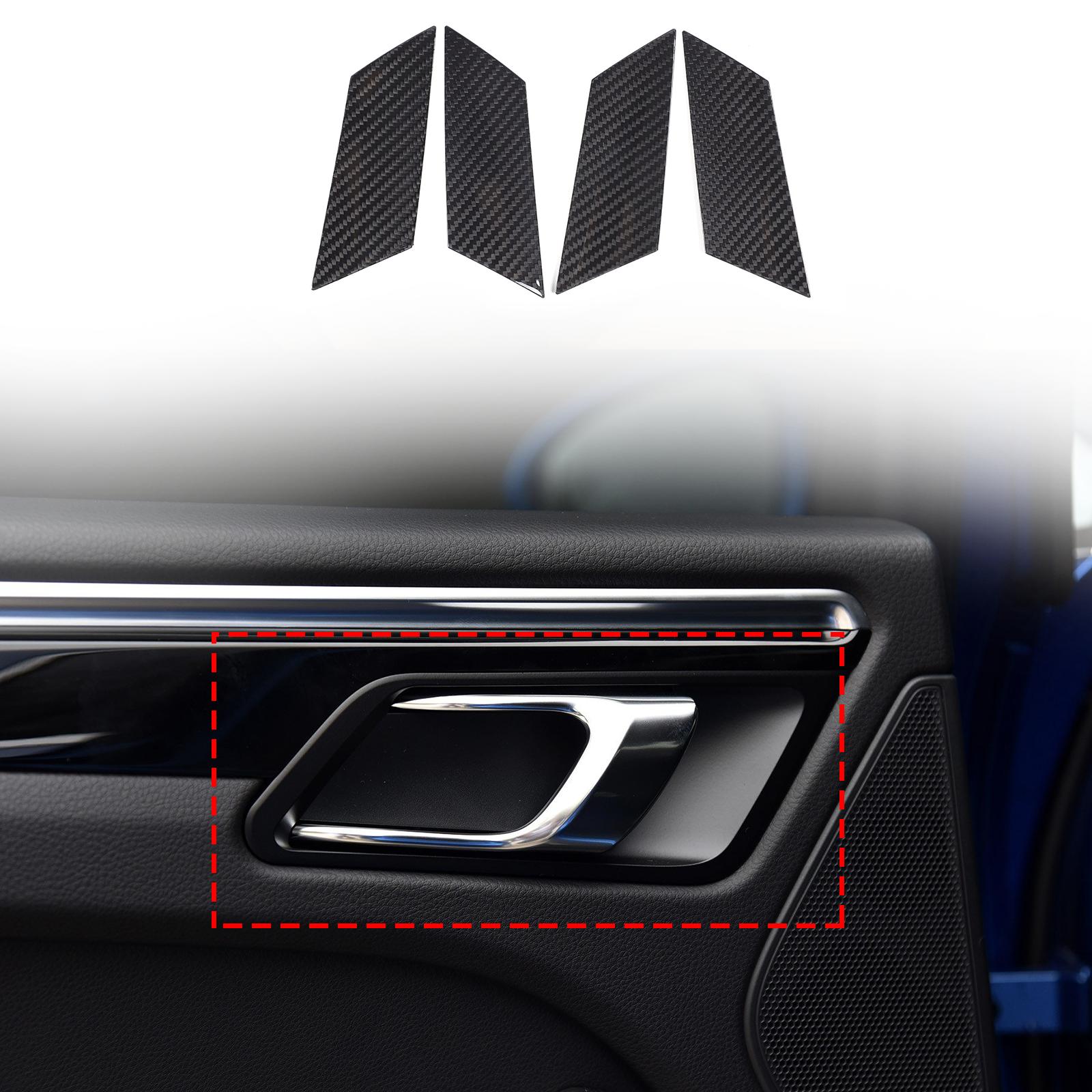 Real Carbon Fiber Interior Door Handle Bowl Frame Trim For Porsche Macan 2014-22