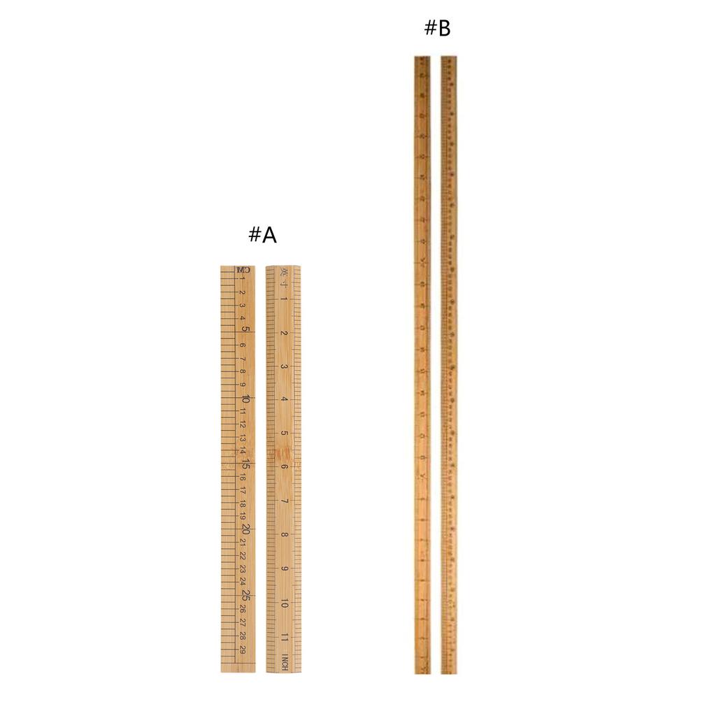 Wooden Measuring Ruler, Double-Sided Scale Drafting Rulers for Student