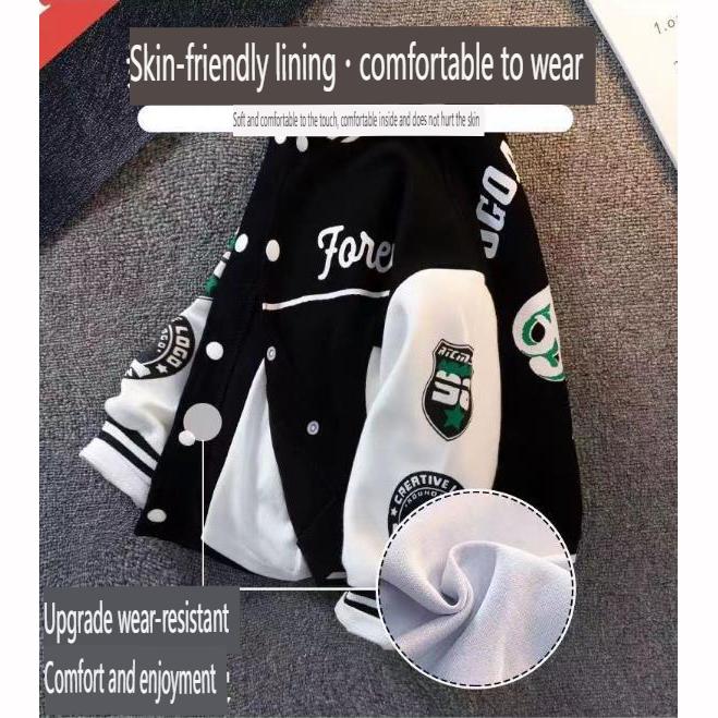 Veste de baseball printemps-automne, vêtements noirs et verts pour adolescents, manteaux matelassés en coton, veste bombardier pour enfants, vestes pour petits enfants, filles et garçons