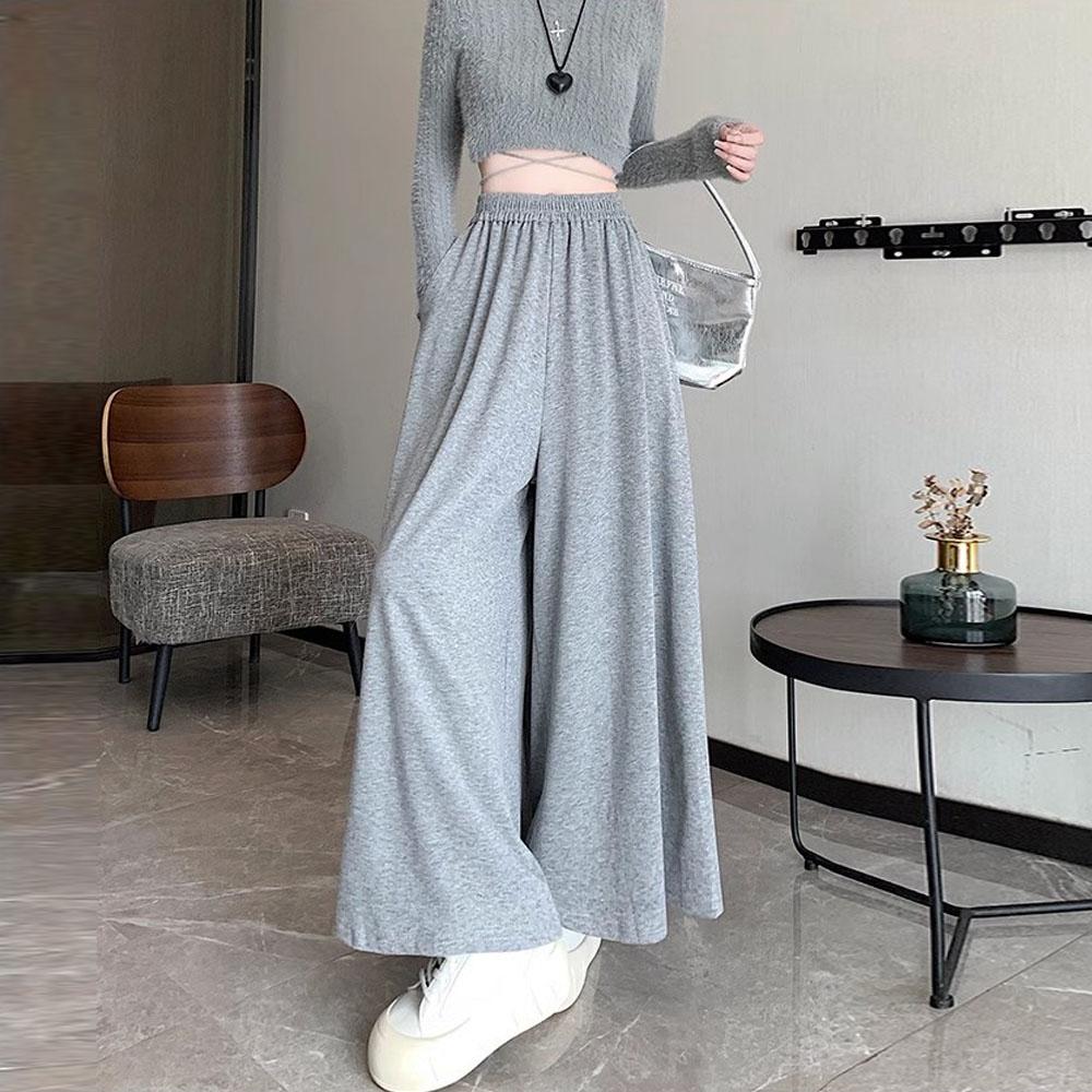 Women's Autumn Winter Clothes High Waist Wide Leg Pants Knit Long Dresss Skirts Pants For Women Trousers Streetwear