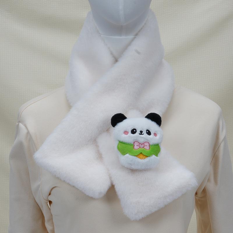 Children's Cartoon Panda Plush Scarf - Warm, Windproof Neck Gaiter for Autumn/Winter Boys & Girls.