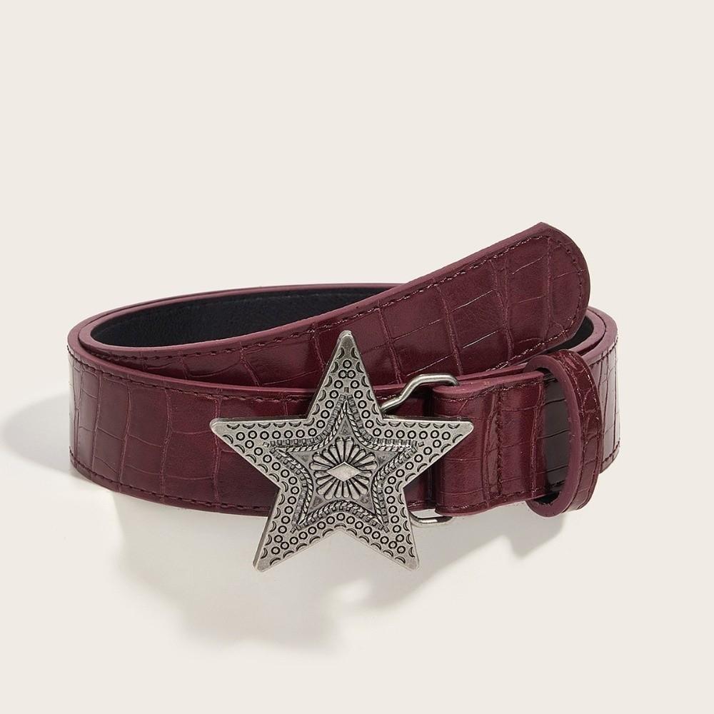 

Five-pointed Star Buckle Fashion Jeans Belt Red Hip-hop Waistband Y2k Style Women s Belt вино красного