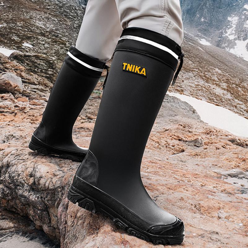 New Men's Non-slip Rain Boots Long-tube High-top Waterproof Shoes Wear-resistant Work Chef Shoe Men High Tube Style Rubber Shoes
