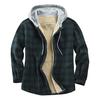 Winter Men Jacket Plaid Buttoned Coldproof Loose Plush Lining Hooded Jacket Outwear