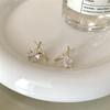 Cubic Zirconia Flower Cross Earrings Female Light Luxury Hundredfold Niche Design Senior Sense of Exquisite Temperament Earrings Office Casual Daily