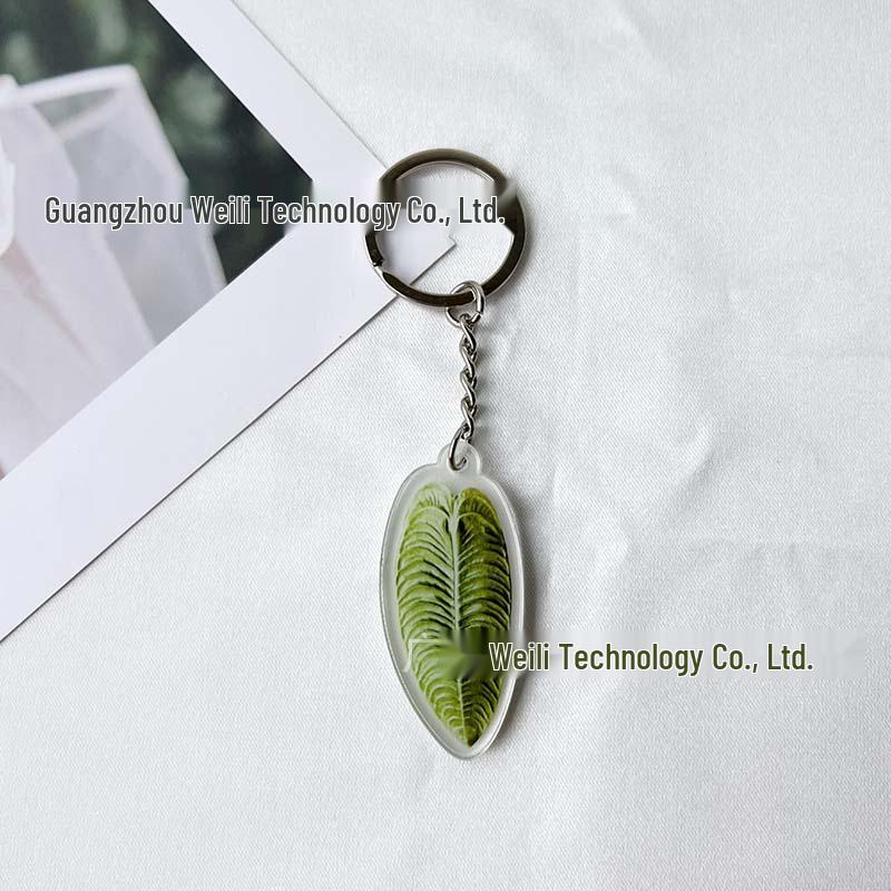 Creative Acrylic Leaf Keychain Earphone Bag Pendant Ornament