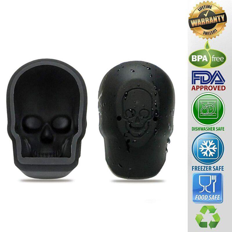 3D Skull Head Ice Cube Mold Skull Shaped Whisky Wine Ice Cube Tray Maker Chocolate Mould Bar Party