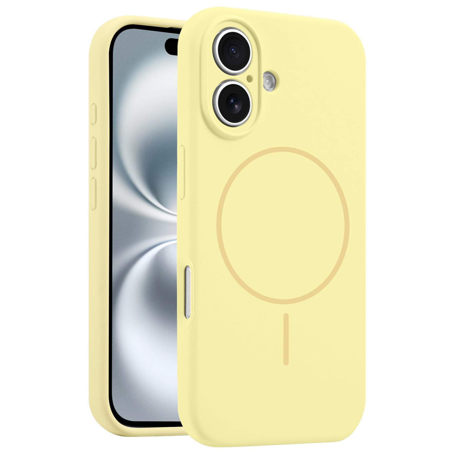 

For iPhone 16 Case Compatible with MagSafe Silicone Shock Absorbing Phone Cover Cream Yellow