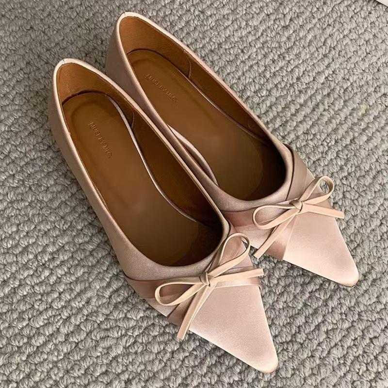 Xianfeng pointed single shoes temperament with skirt bow with skirt thin versatile ladyshoes tide