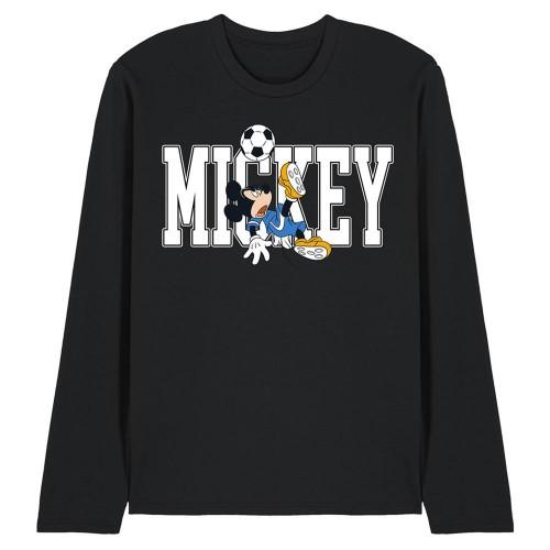 Disney Unisex Adult Kick Mickey Mouse Football Long-Sleeved T-Shirt