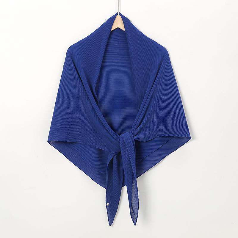 Plain 110Cm Big Size Wrinkle Square Bubble Chiffon Instant Hijab Shawls Ramadan Solid Beach Scarves and Wraps Headband Muslim