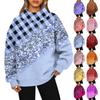 Ladies' Fashionable Printed Long Sleeved High Neck Sweatshirt Top